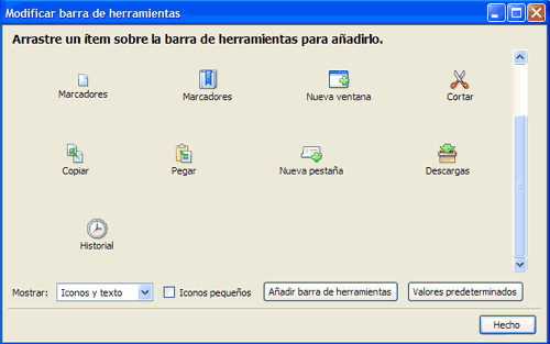 Modificar la barra de herramientas